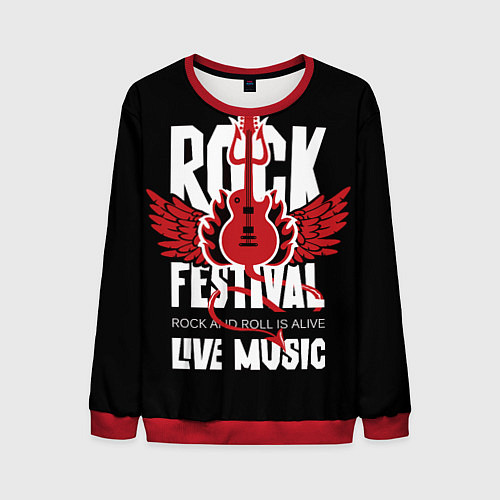 Мужской свитшот Rock festival - live music / 3D-Красный – фото 1