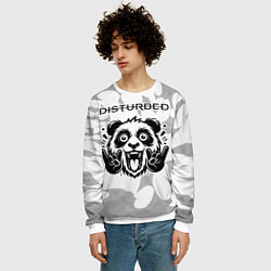Свитшот мужской Disturbed рок панда на светлом фоне, цвет: 3D-белый — фото 2