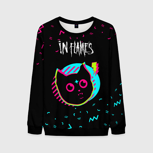 Мужской свитшот In Flames - rock star cat / 3D-Черный – фото 1
