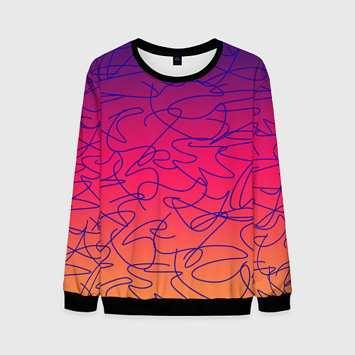 Мужской свитшот Каракули на градиентном фоне / 3D-Черный – фото 1