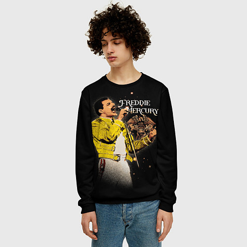 Мужской свитшот Меркьюри Фредди / 3D-Черный – фото 3