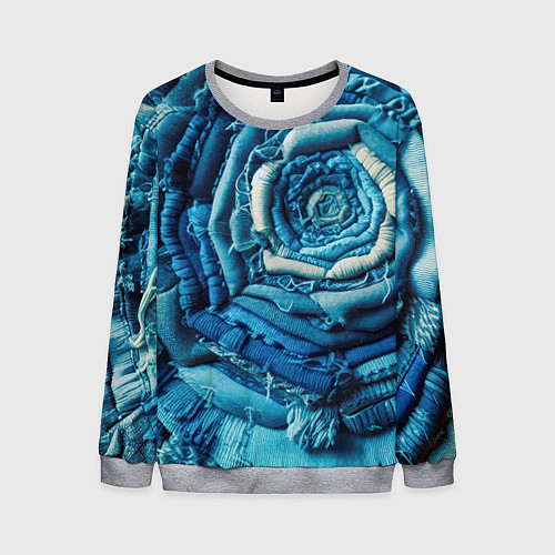 Мужской свитшот Джинсовая роза - нейросеть / 3D-Меланж – фото 1