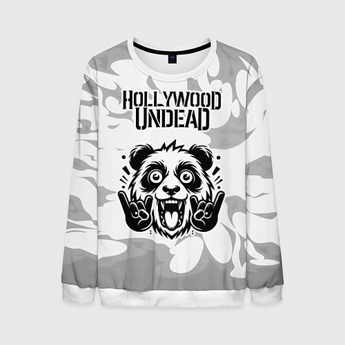 Мужской свитшот Hollywood Undead рок панда на светлом фоне / 3D-Белый – фото 1