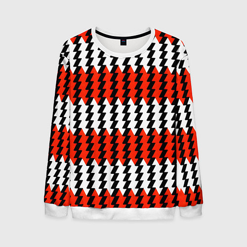 Мужской свитшот Вертикальные красно-белые полосы / 3D-Белый – фото 1