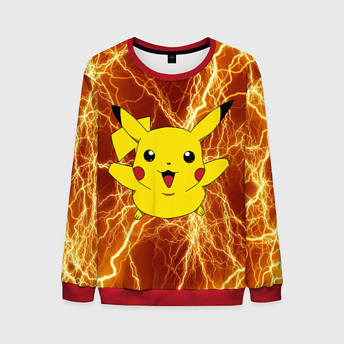Мужской свитшот Pikachu yellow lightning / 3D-Красный – фото 1
