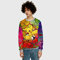 Свитшот мужской Pikachu pokeballs, цвет: 3D-меланж — фото 2