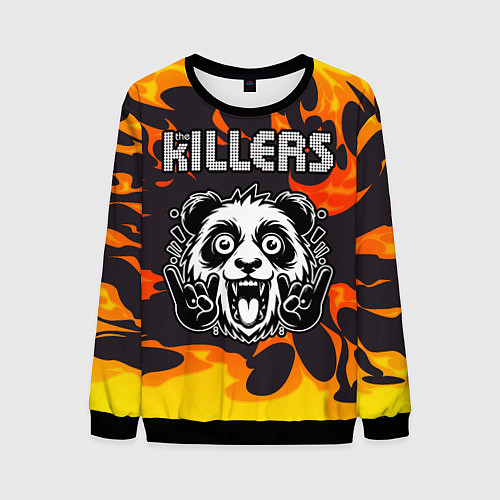 Мужской свитшот The Killers рок панда и огонь / 3D-Черный – фото 1