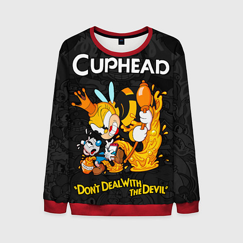 Мужской свитшот Cuphead - dont deal with the devil / 3D-Красный – фото 1