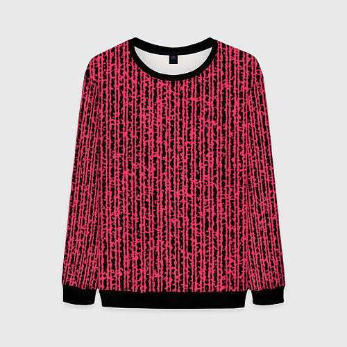 Мужской свитшот Чёрно-розовый абстрактный полосы / 3D-Черный – фото 1