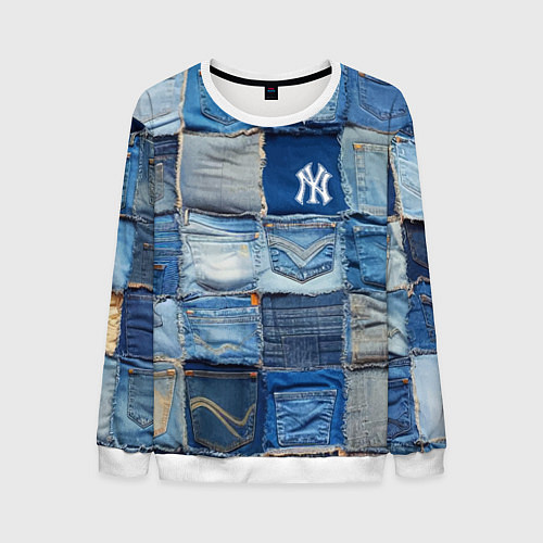 Мужской свитшот Patchwork - New York yankees baseball team / 3D-Белый – фото 1