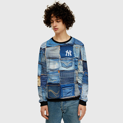 Мужской свитшот Patchwork - New York yankees baseball team / 3D-Черный – фото 3
