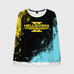 Свитшот мужской Helldivers 2 logo yellow and blue splash, цвет: 3D-белый