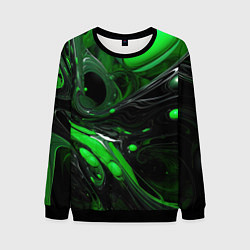 Свитшот мужской Green dark abstract geometry style, цвет: 3D-черный