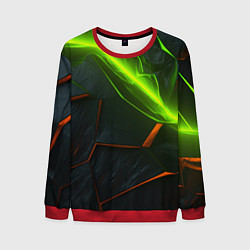 Свитшот мужской Green neon abstract geometry, цвет: 3D-красный