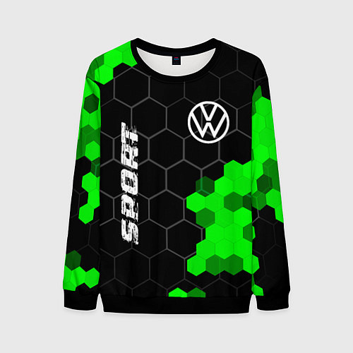 Мужской свитшот Volkswagen green sport hexagon / 3D-Черный – фото 1