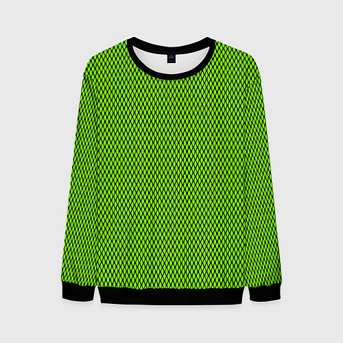 Мужской свитшот Кислотный зелёный имитация сетки / 3D-Черный – фото 1