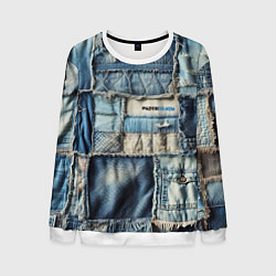 Свитшот мужской Patchwork denim - vogue, цвет: 3D-белый