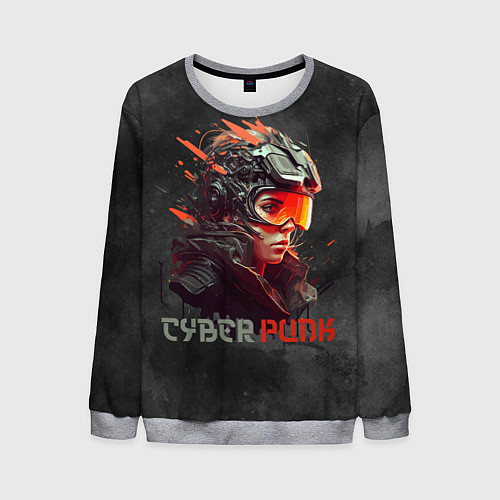 Мужской свитшот Девушка воин киберпанк / 3D-Меланж – фото 1