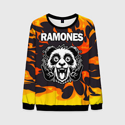 Свитшот мужской Ramones рок панда и огонь, цвет: 3D-черный