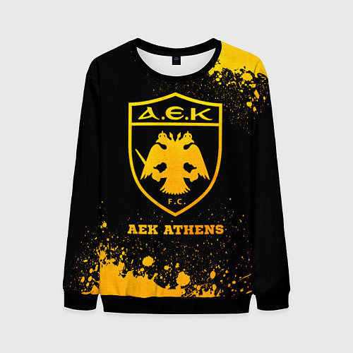 Мужской свитшот AEK Athens - gold gradient / 3D-Черный – фото 1