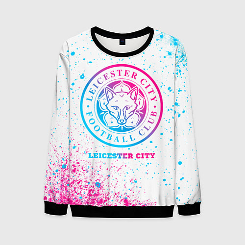 Мужской свитшот Leicester City neon gradient style / 3D-Черный – фото 1