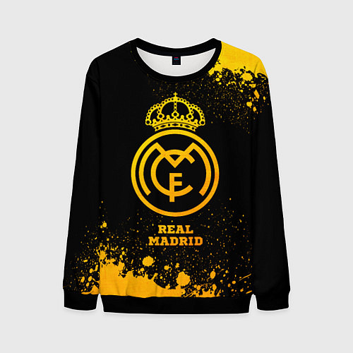 Мужской свитшот Real Madrid - gold gradient / 3D-Черный – фото 1