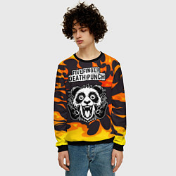 Свитшот мужской Five Finger Death Punch рок панда и огонь, цвет: 3D-черный — фото 2