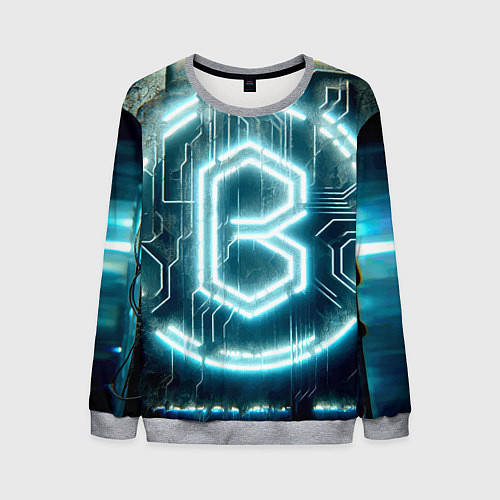 Мужской свитшот Неоновая вывеска - свечение / 3D-Меланж – фото 1