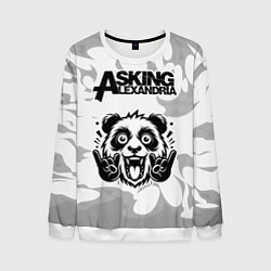 Свитшот мужской Asking Alexandria рок панда на светлом фоне, цвет: 3D-белый