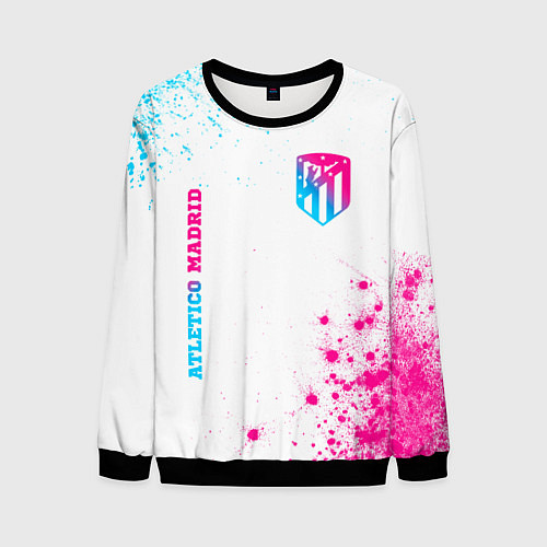 Мужской свитшот Atletico Madrid neon gradient style вертикально / 3D-Черный – фото 1