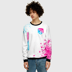 Свитшот мужской Atletico Madrid neon gradient style вертикально, цвет: 3D-черный — фото 2