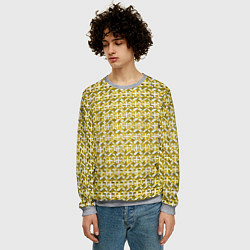 Свитшот мужской Белые плюсики на жёлтом фоне, цвет: 3D-меланж — фото 2
