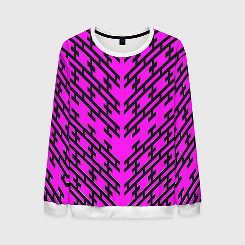 Мужской свитшот Чёрные полосы на розовом фоне / 3D-Белый – фото 1