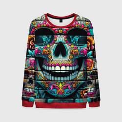 Свитшот мужской Cool skull - graffiti ai art, цвет: 3D-красный