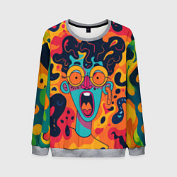 Мужской свитшот Красочная абстракция с синим кричащим лицом