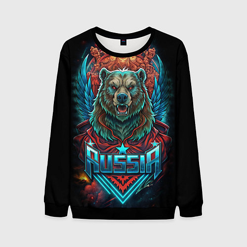 Мужской свитшот Суровый русский медведь / 3D-Черный – фото 1