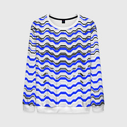 Мужской свитшот Black and blue stripes on a white background