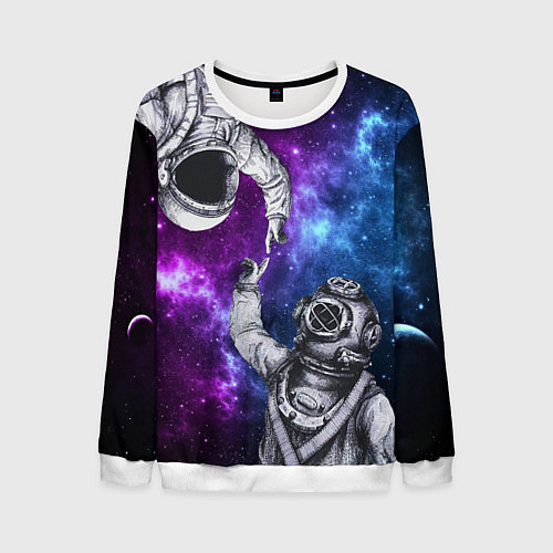Мужской свитшот Сотворение космонавт и водолаз / 3D-Белый – фото 1