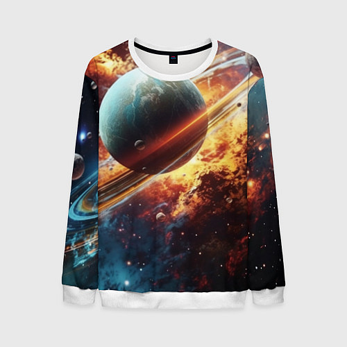 Мужской свитшот Большая планета / 3D-Белый – фото 1