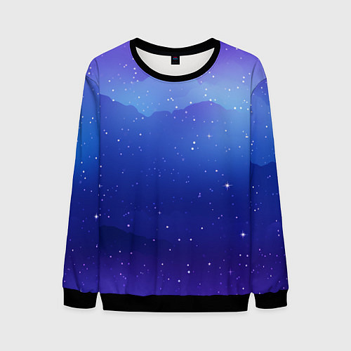 Мужской свитшот Синий космос и звезды / 3D-Черный – фото 1