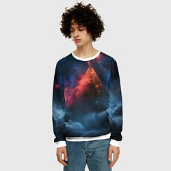 Свитшот мужской Космическая абстракция пирамида, цвет: 3D-белый — фото 2