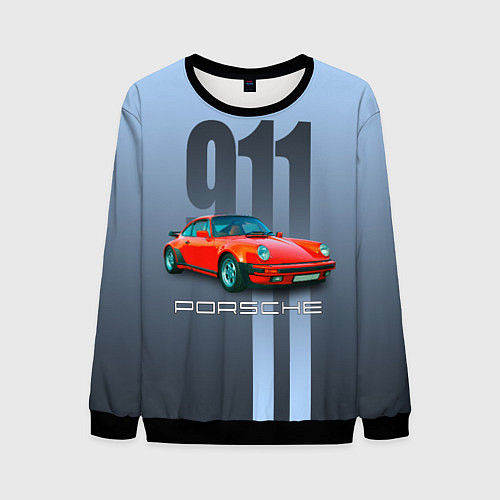 Мужской свитшот Винтажный автомобиль Porsche 911 Carrera / 3D-Черный – фото 1