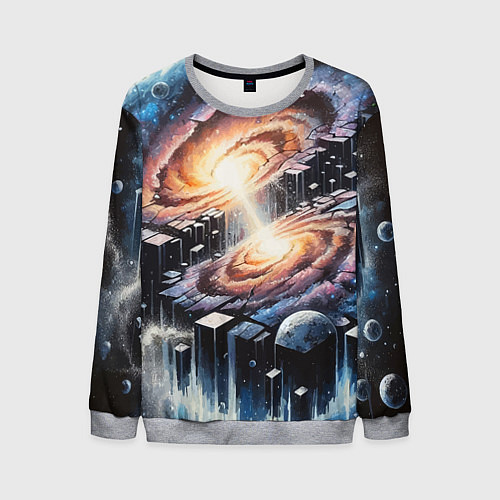 Мужской свитшот Слияние двух галактик - неоновое свечение / 3D-Меланж – фото 1