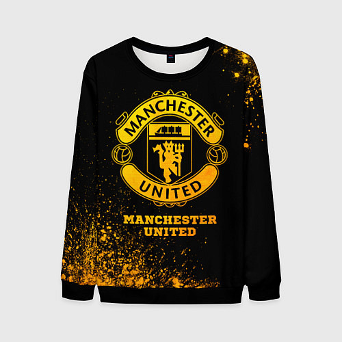 Мужской свитшот Manchester United - gold gradient / 3D-Черный – фото 1