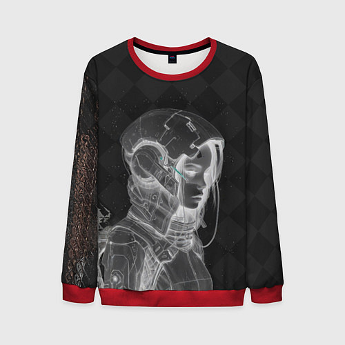 Мужской свитшот Инверсия девушки в шлеме / 3D-Красный – фото 1