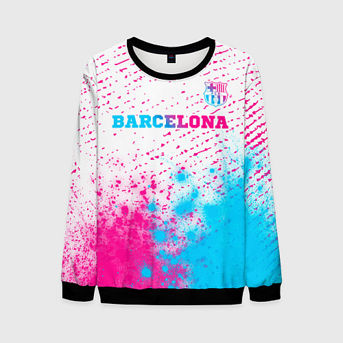 Мужской свитшот Barcelona neon gradient style посередине / 3D-Черный – фото 1