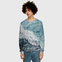 Свитшот мужской Морская бирюзовая волна, цвет: 3D-меланж — фото 2