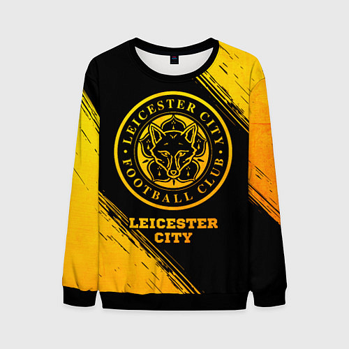 Мужской свитшот Leicester City - gold gradient / 3D-Черный – фото 1