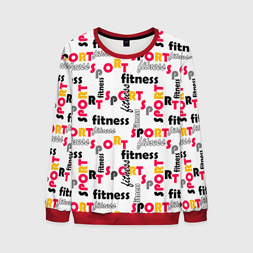 Мужской свитшот Спортивный паттерн с текстом желтого красного черн / 3D-Красный – фото 1