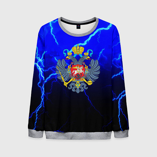 Мужской свитшот Герб РФ шторм империя / 3D-Меланж – фото 1